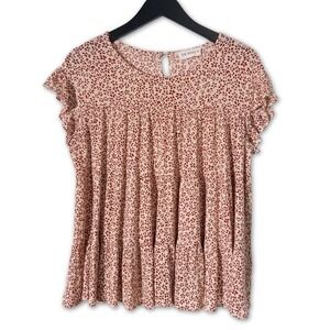 The Nines Women's Small Boho Top Floral Cottagecore‎ Blouse Tiered Shirt Ruffles